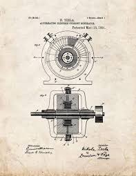 Tesla's Patented Wisselende Elektrische Generator Print